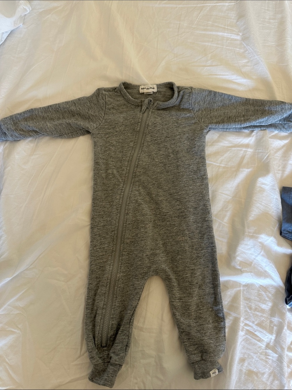 Miles the label unisex Gray Zip-Front Baby One-Piece - 9 months